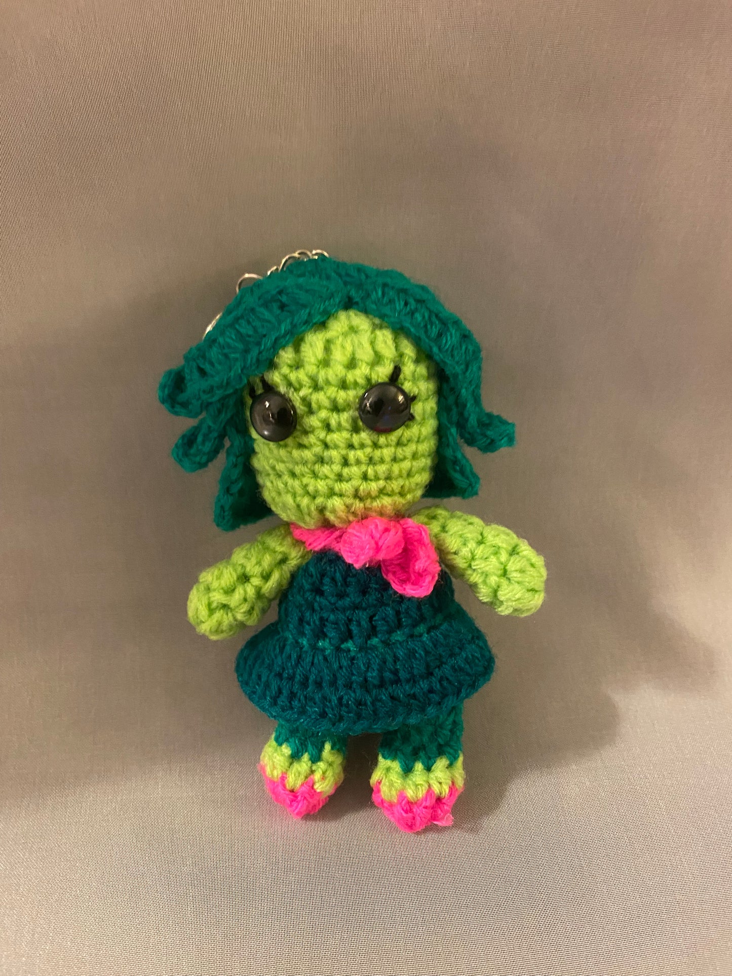 Disgust crochet keychain